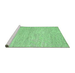 Sideview of Machine Washable Abstract Emerald Green Contemporary Area Rugs, wshcon1759emgrn