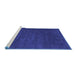 Sideview of Machine Washable Abstract Blue Contemporary Rug, wshcon175blu