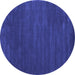 Round Abstract Blue Contemporary Rug, con175blu