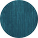 Round Machine Washable Abstract Turquoise Contemporary Area Rugs, wshcon175turq