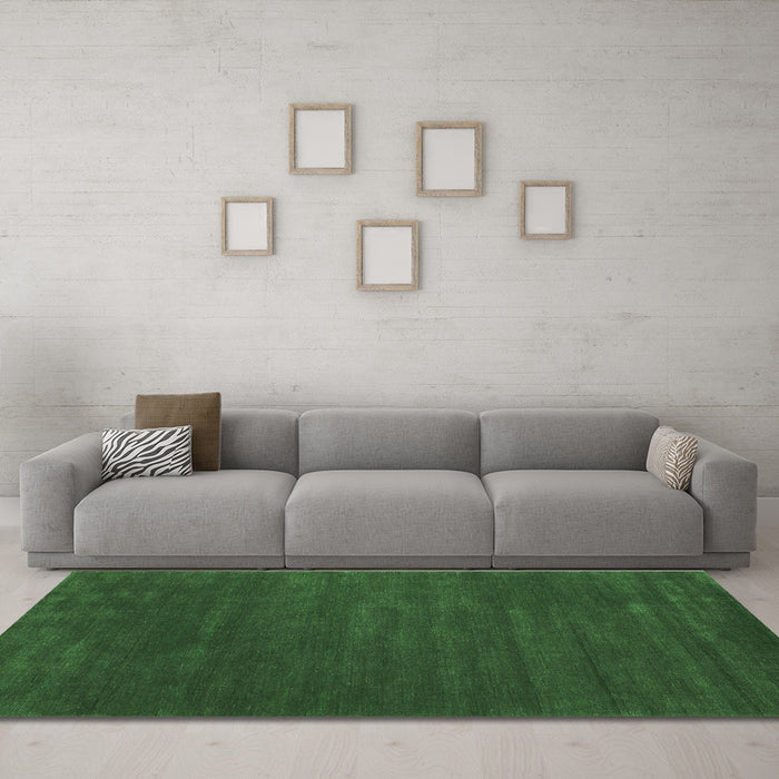 Machine Washable Abstract Green Contemporary Area Rugs in a Living Room,, wshcon175grn
