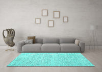 Machine Washable Abstract Turquoise Contemporary Rug, wshcon1760turq