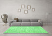 Machine Washable Abstract Green Contemporary Area Rugs in a Living Room,, wshcon1760grn