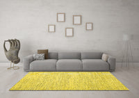 Machine Washable Abstract Yellow Contemporary Rug, wshcon1760yw