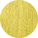 Round Machine Washable Abstract Yellow Contemporary Rug, wshcon1760yw