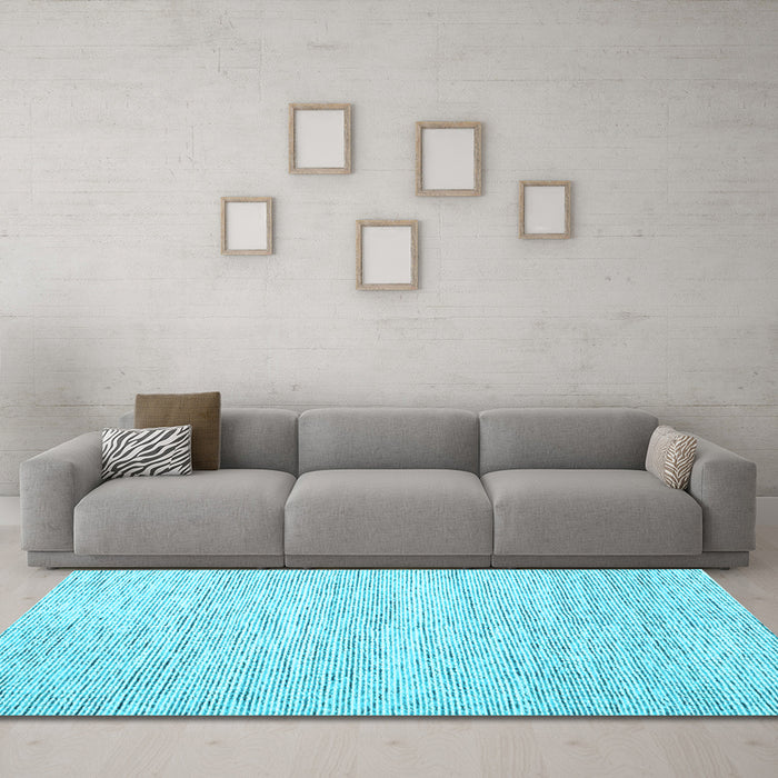 Machine Washable Abstract Light Blue Contemporary Rug in a Living Room, wshcon1760lblu