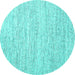 Round Machine Washable Abstract Turquoise Contemporary Area Rugs, wshcon1760turq