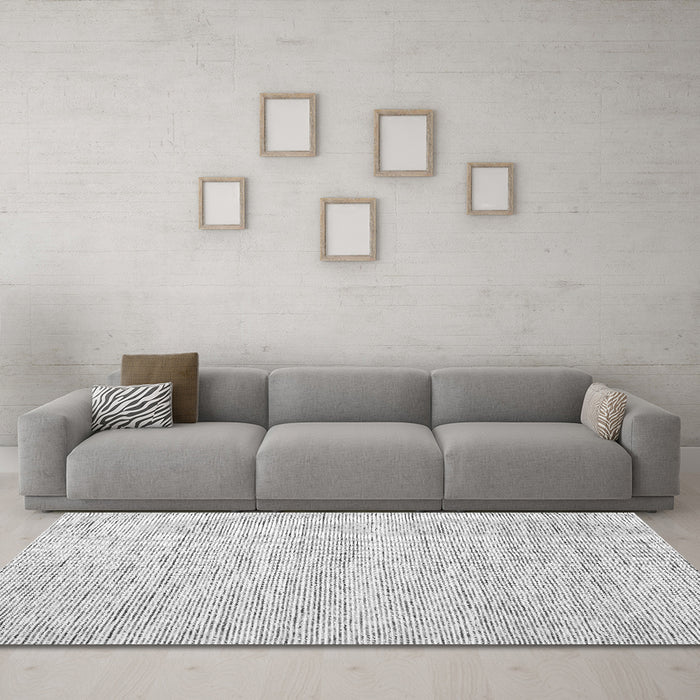 Machine Washable Abstract Gray Contemporary Rug in a Living Room,, wshcon1760gry