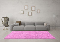 Machine Washable Abstract Pink Contemporary Rug, wshcon1761pnk