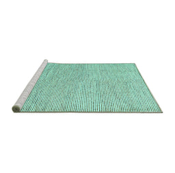 Sideview of Machine Washable Abstract Turquoise Contemporary Area Rugs, wshcon1761turq