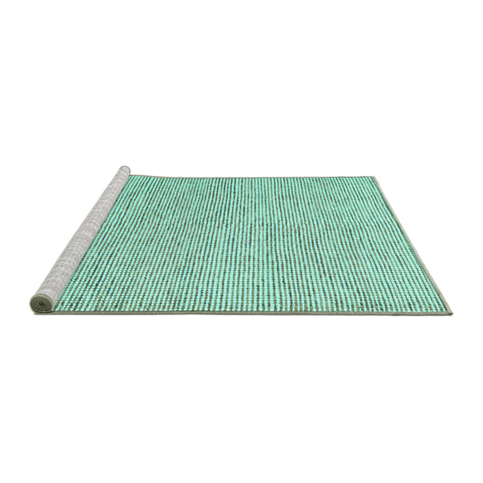 Sideview of Machine Washable Abstract Turquoise Contemporary Area Rugs, wshcon1761turq