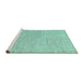 Sideview of Machine Washable Abstract Turquoise Contemporary Area Rugs, wshcon1761turq