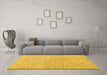 Machine Washable Abstract Yellow Contemporary Rug in a Living Room, wshcon1761yw