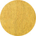 Round Machine Washable Abstract Yellow Contemporary Rug, wshcon1761yw