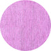 Round Abstract Purple Contemporary Rug, con1761pur