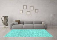 Machine Washable Abstract Turquoise Contemporary Rug, wshcon1762turq