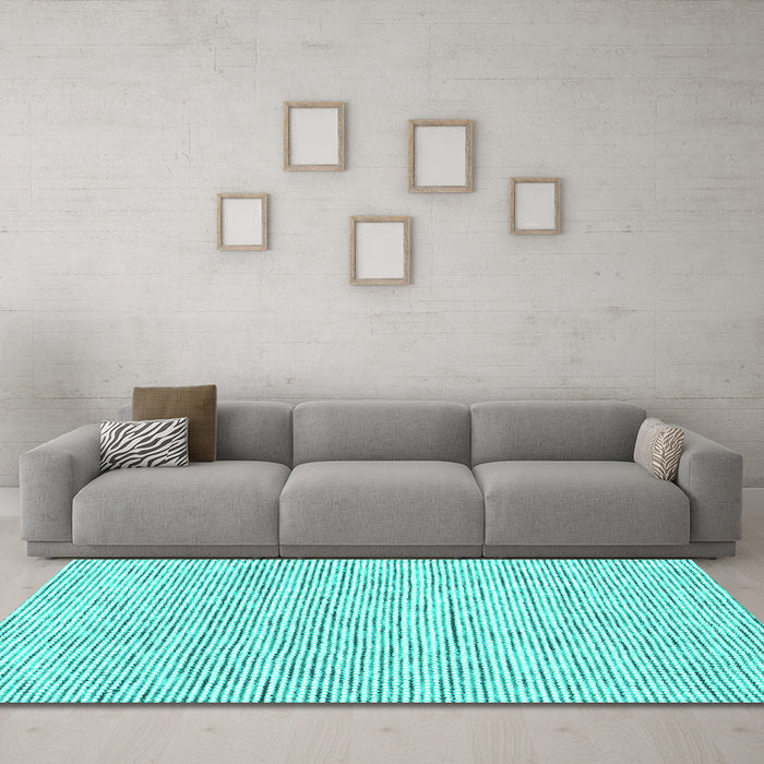 Machine Washable Abstract Turquoise Contemporary Area Rugs in a Living Room,, wshcon1762turq