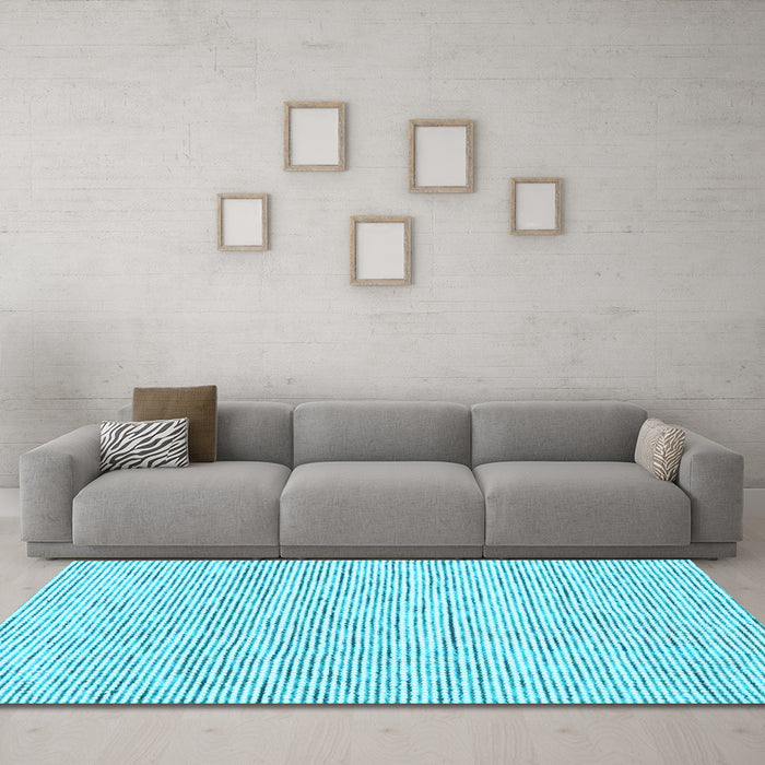 Machine Washable Abstract Light Blue Contemporary Rug in a Living Room, wshcon1762lblu
