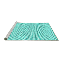 Sideview of Machine Washable Abstract Turquoise Contemporary Area Rugs, wshcon1762turq