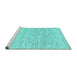 Sideview of Machine Washable Abstract Turquoise Contemporary Area Rugs, wshcon1762turq