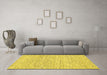 Machine Washable Abstract Yellow Contemporary Rug in a Living Room, wshcon1762yw