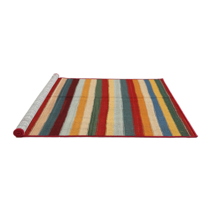 Serging Thickness of Machine Washable Contemporary Fire Brick Red Rug, wshcon1763