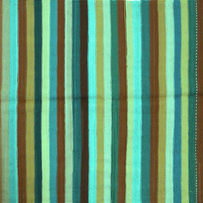 Square Machine Washable Southwestern Turquoise Country Area Rugs, wshcon1763turq