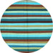 Round Southwestern Light Blue Country Rug, con1763lblu