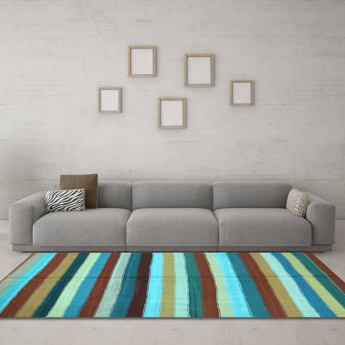Machine Washable Southwestern Light Blue Country Rug in a Living Room, wshcon1763lblu