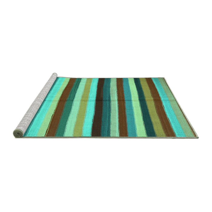 Sideview of Machine Washable Southwestern Turquoise Country Area Rugs, wshcon1763turq
