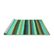 Sideview of Machine Washable Southwestern Turquoise Country Area Rugs, wshcon1763turq