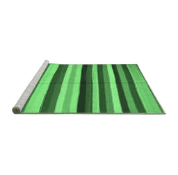 Sideview of Machine Washable Southwestern Emerald Green Country Area Rugs, wshcon1763emgrn