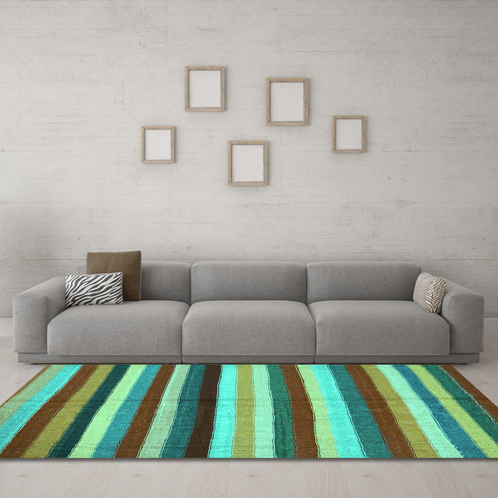 Machine Washable Southwestern Turquoise Country Area Rugs in a Living Room,, wshcon1763turq
