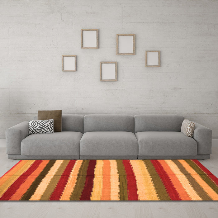 Machine Washable Southwestern Orange Country Area Rugs in a Living Room, wshcon1763org