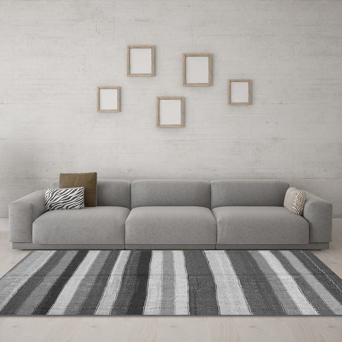 Machine Washable Southwestern Gray Country Rug in a Living Room,, wshcon1763gry