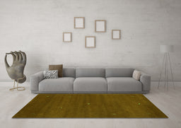 Machine Washable Abstract Green Contemporary Area Rugs in a Living Room,, wshcon1764grn