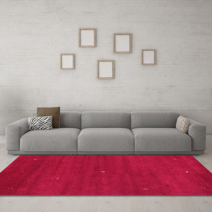Machine Washable Abstract Pink Contemporary Rug in a Living Room, wshcon1764pnk
