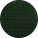 Round Machine Washable Abstract Emerald Green Contemporary Area Rugs, wshcon1765emgrn