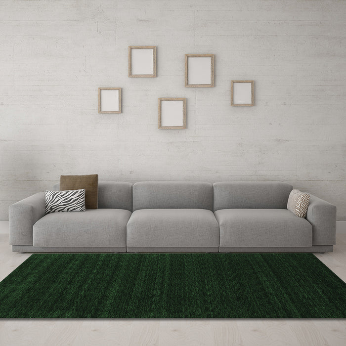 Machine Washable Abstract Emerald Green Contemporary Area Rugs in a Living Room,, wshcon1765emgrn