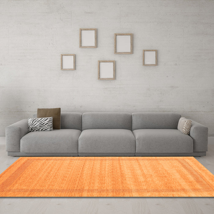 Machine Washable Abstract Orange Contemporary Area Rugs in a Living Room, wshcon1766org