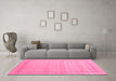 Machine Washable Abstract Pink Contemporary Rug in a Living Room, wshcon1766pnk