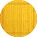 Round Abstract Yellow Contemporary Rug, con1766yw