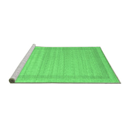 Sideview of Machine Washable Abstract Emerald Green Contemporary Area Rugs, wshcon1766emgrn