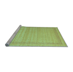 Sideview of Machine Washable Abstract Light Blue Contemporary Rug, wshcon1766lblu