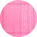 Round Machine Washable Abstract Pink Contemporary Rug, wshcon1766pnk