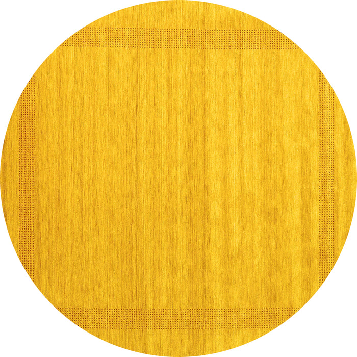 Round Machine Washable Abstract Yellow Contemporary Rug, wshcon1766yw