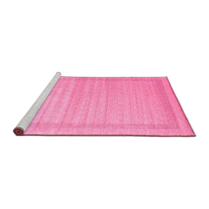 Sideview of Machine Washable Abstract Pink Contemporary Rug, wshcon1766pnk