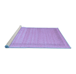 Sideview of Machine Washable Abstract Blue Contemporary Rug, wshcon1766blu
