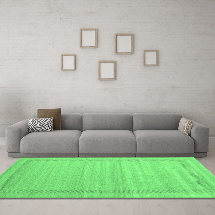 Machine Washable Abstract Emerald Green Contemporary Area Rugs in a Living Room,, wshcon1766emgrn