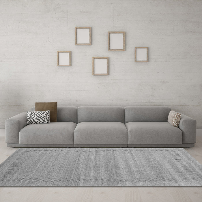 Machine Washable Abstract Gray Contemporary Rug in a Living Room,, wshcon1766gry